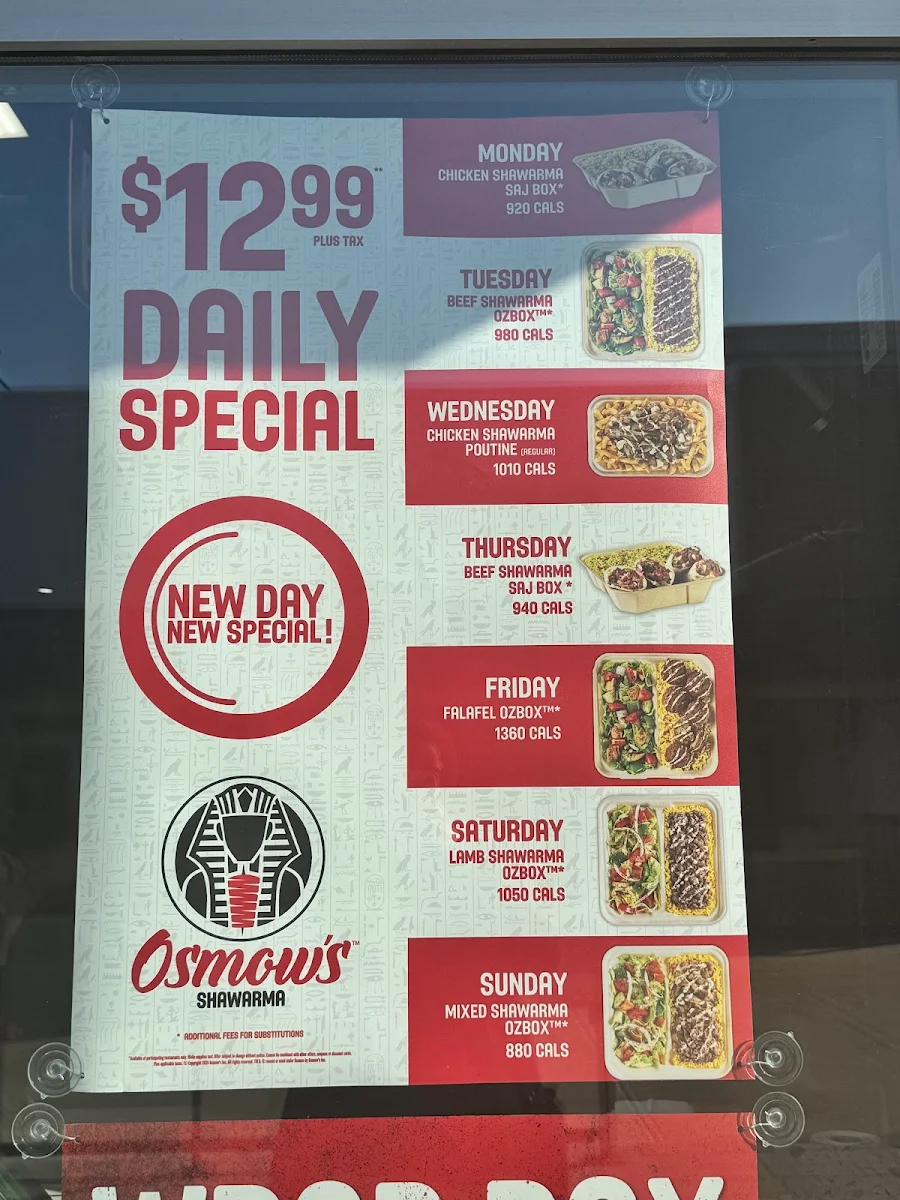 Menu, Osmow's Shawarma