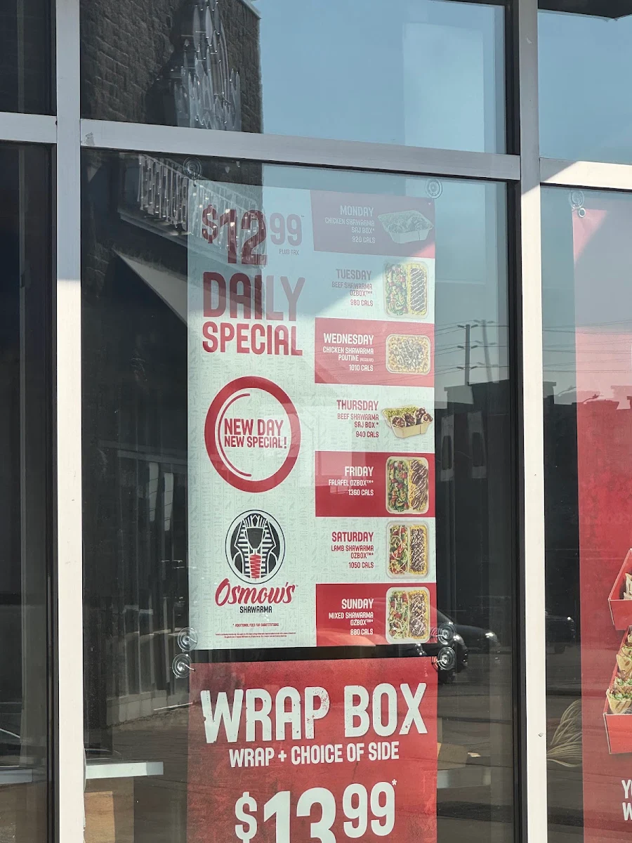 Menu, Osmow's Shawarma