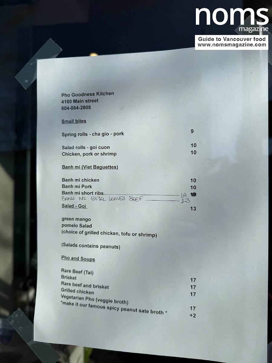 Menu, Pho Goodness Kitchen (Main & 26th)