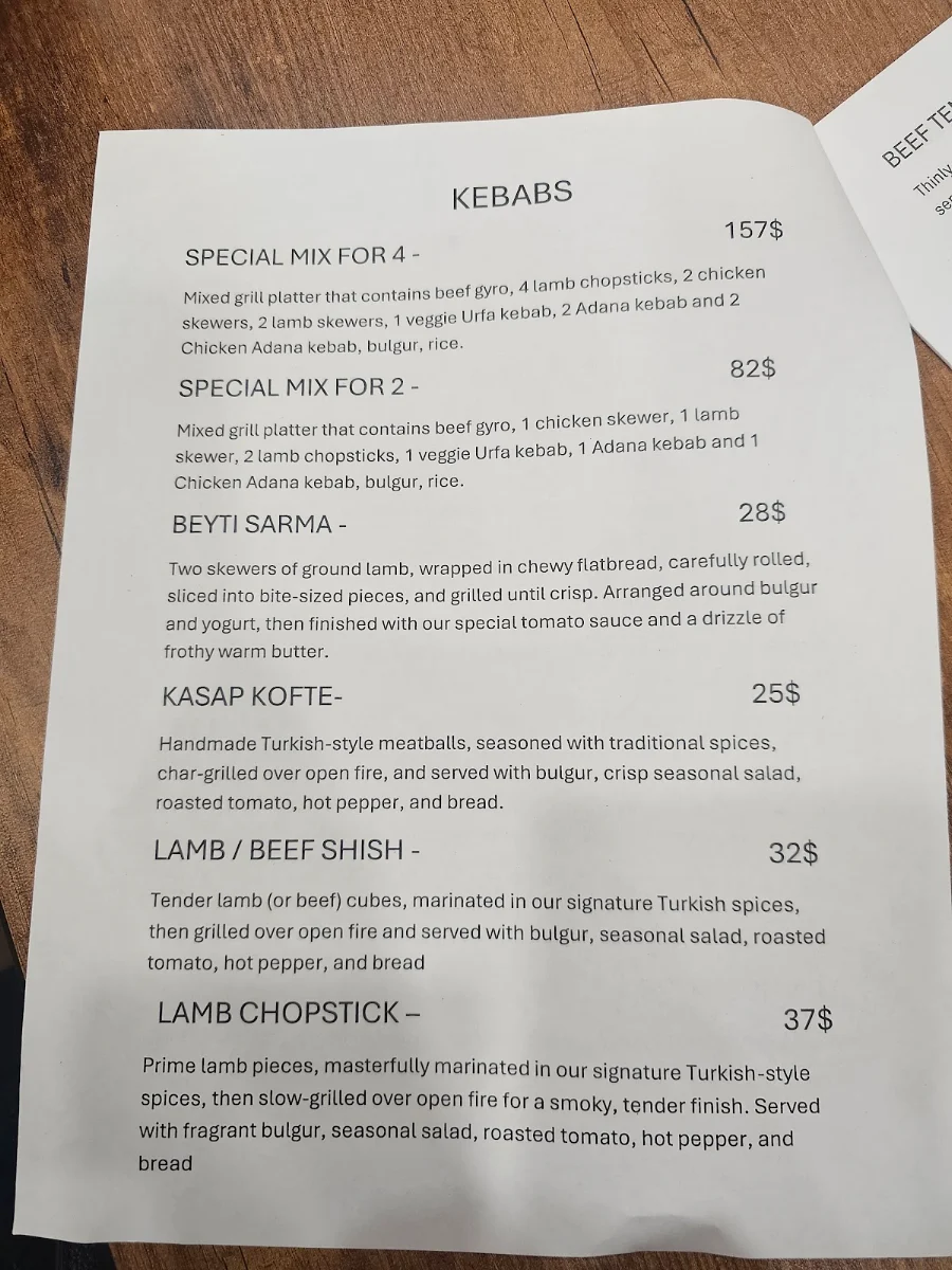Menu, Iskender’s Turkish Cuisine & Lounge