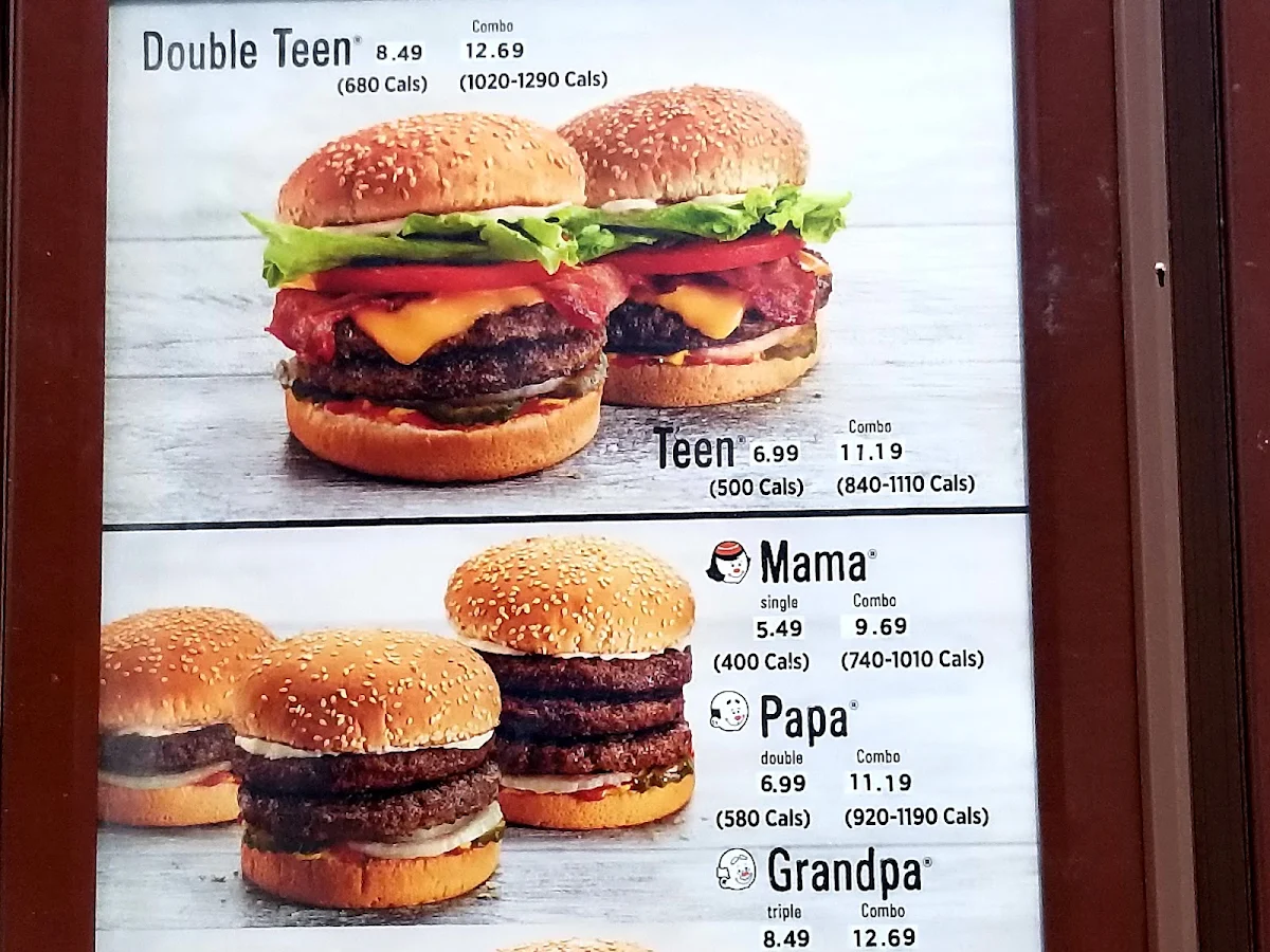 Menu, A&W Canada
