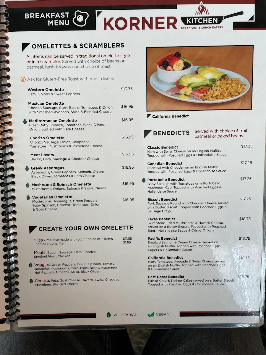 Menu, Korner Kitchen Breakfast and Lunch Eatery