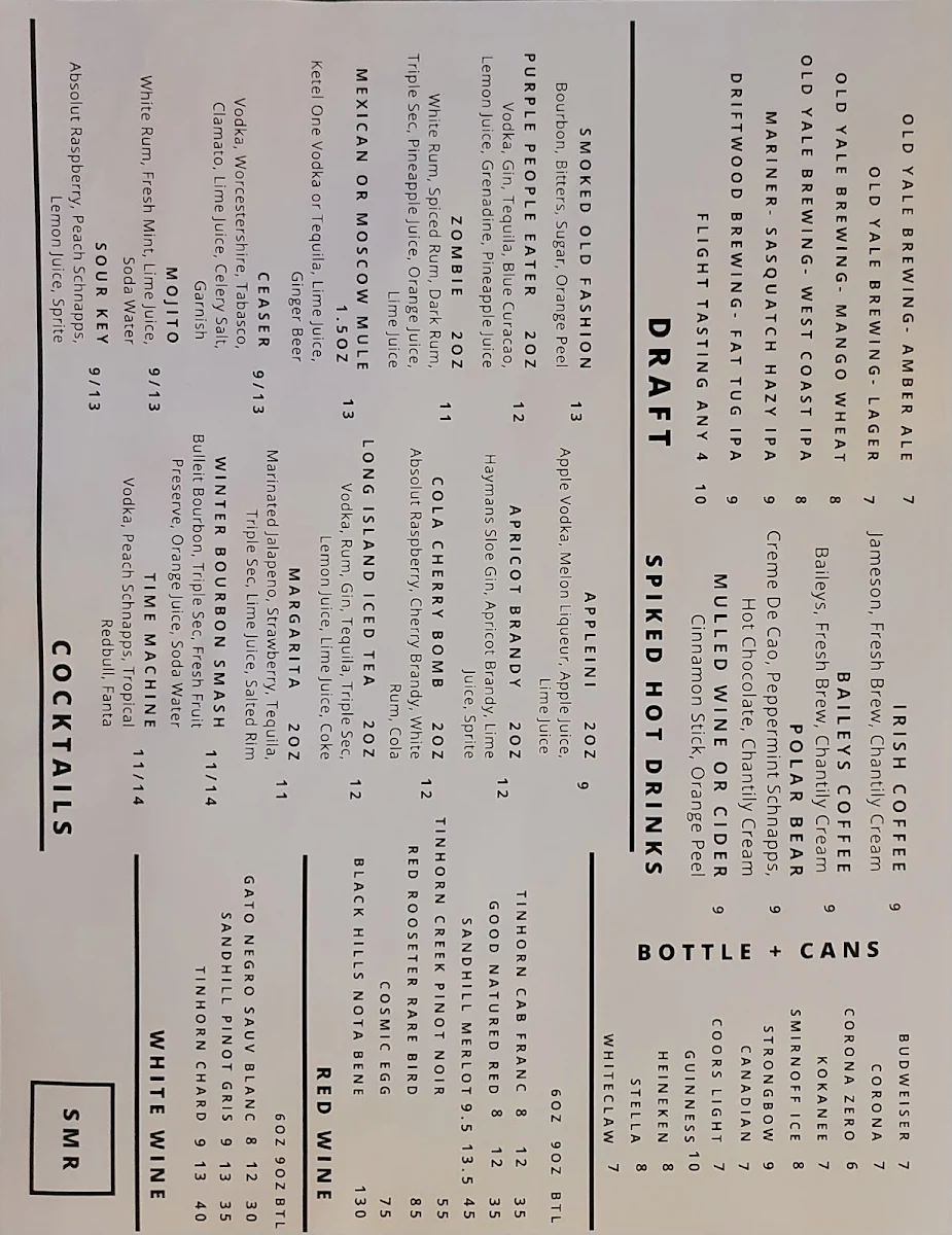 Menu, Molly Hogan's Bar & Grill