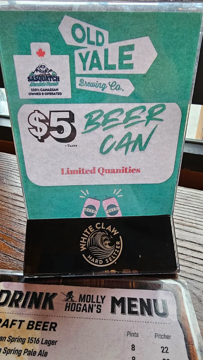 Menu, Molly Hogan's Bar & Grill