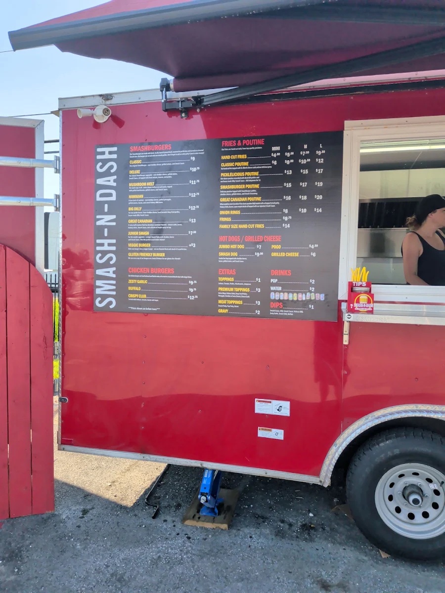 Menu, Smash N Dash Smashburgers Manotick
