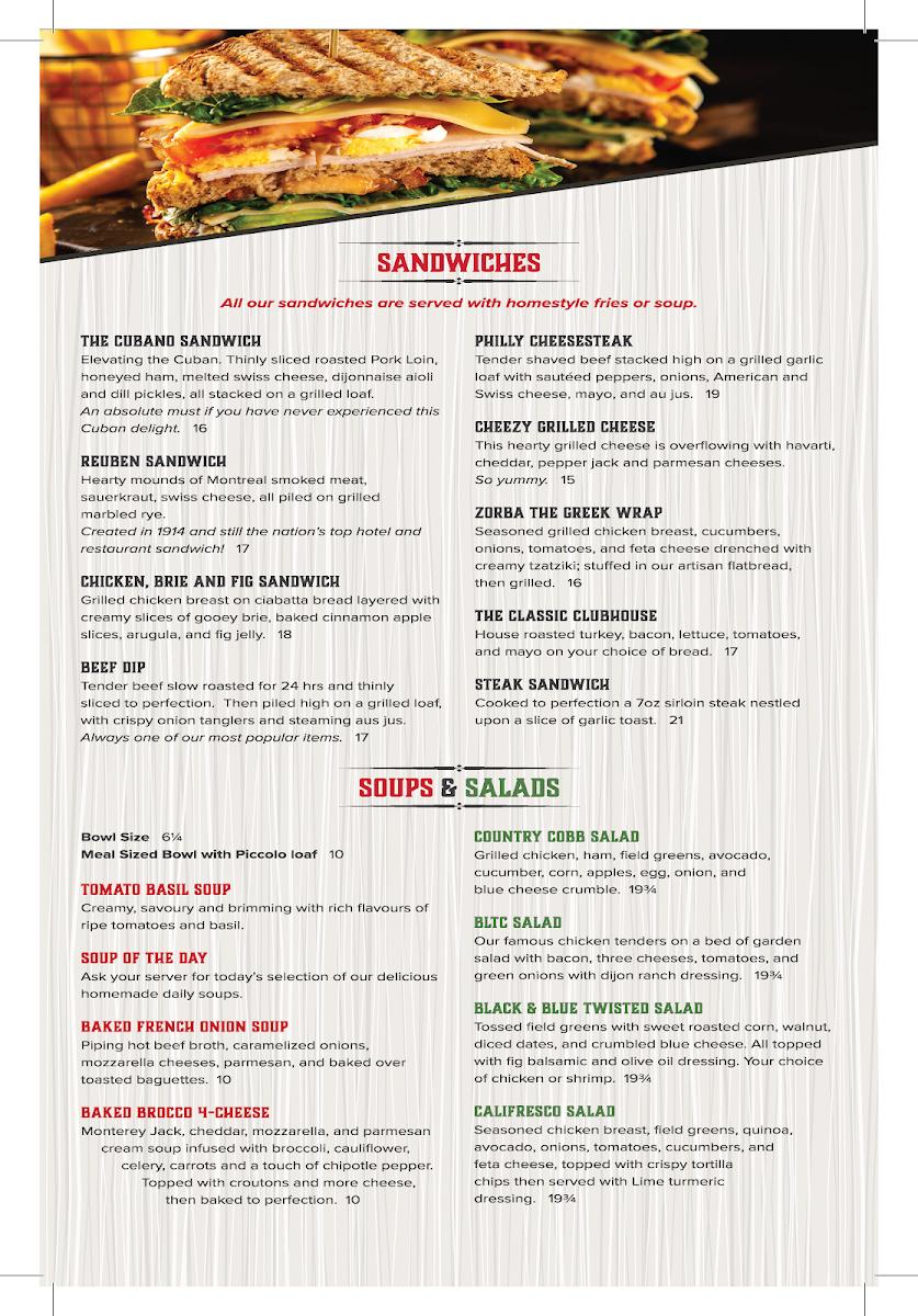 Menu, Ricky's All Day Grill Nanaimo North