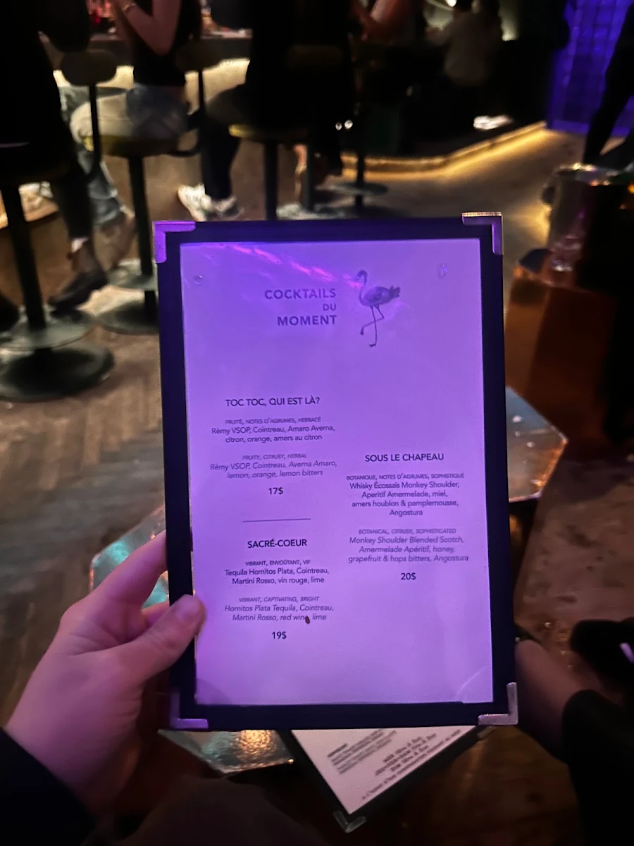 Menu, Milky Way Cocktail Bar