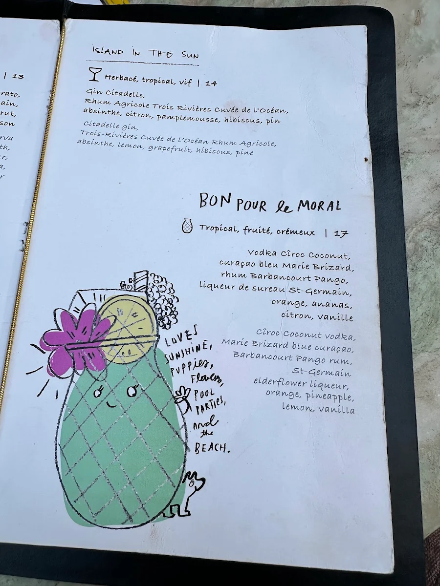 Menu, Milky Way Cocktail Bar