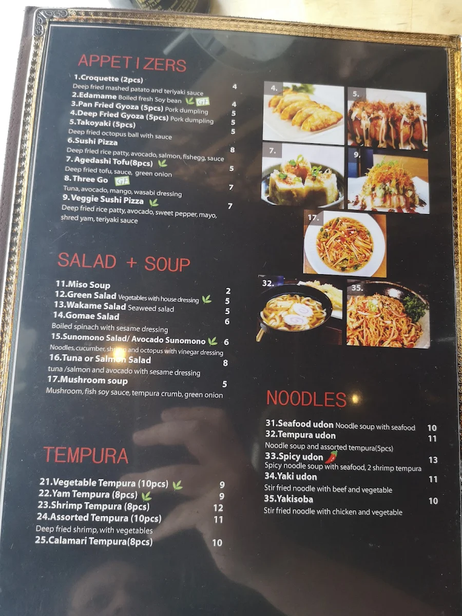 Menu, Wakoya Sushi
