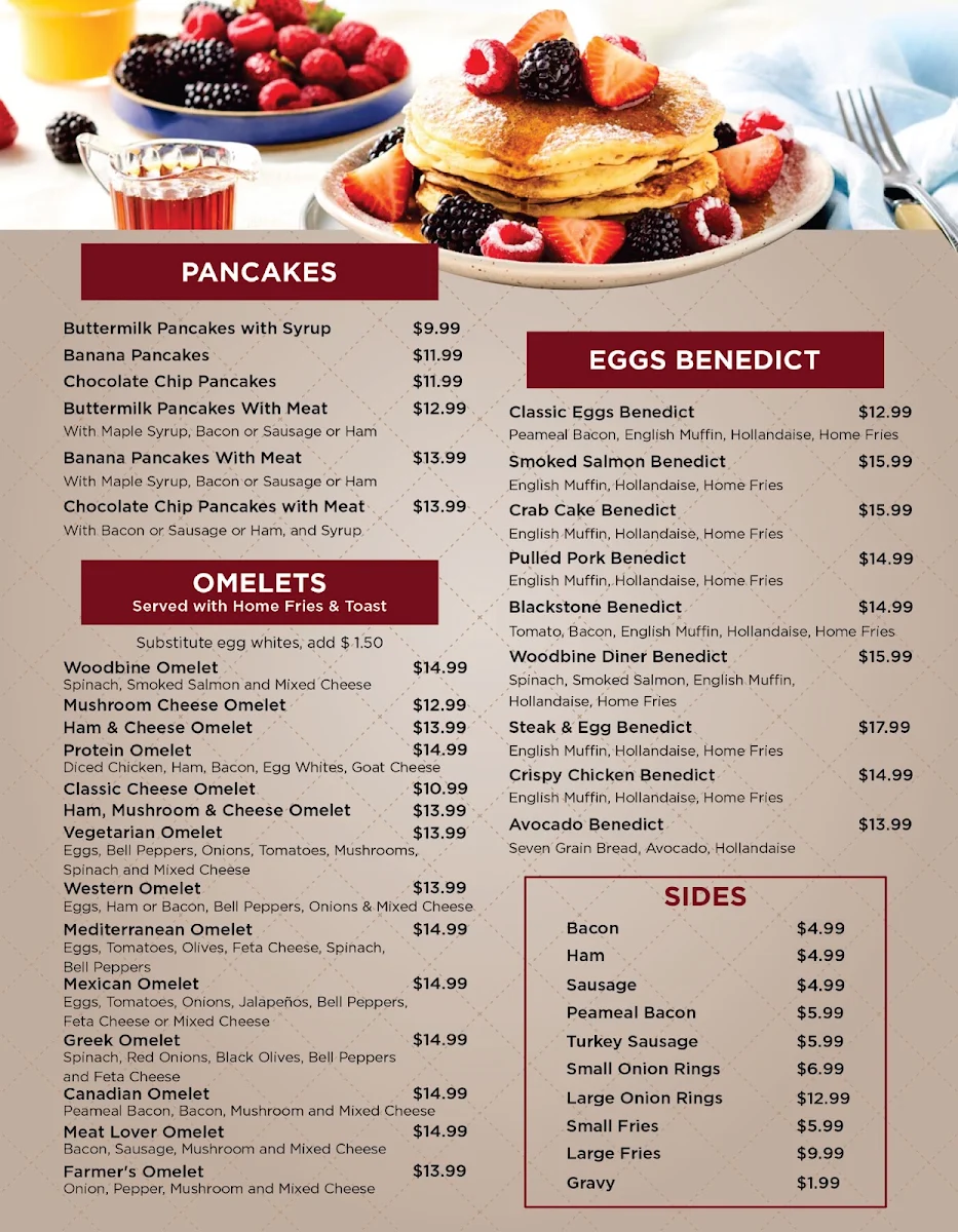 Menu, Woodbine Diner