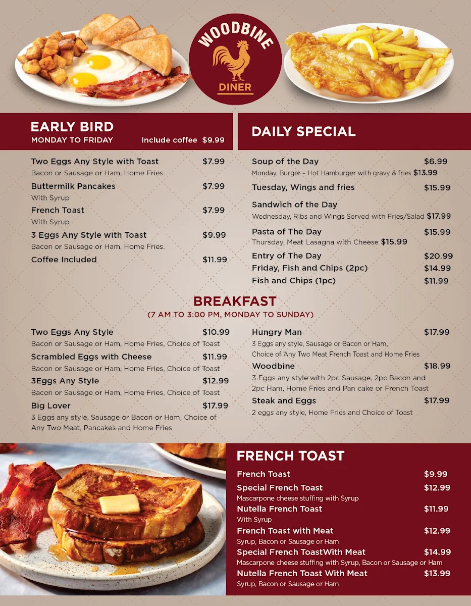 Menu, Woodbine Diner