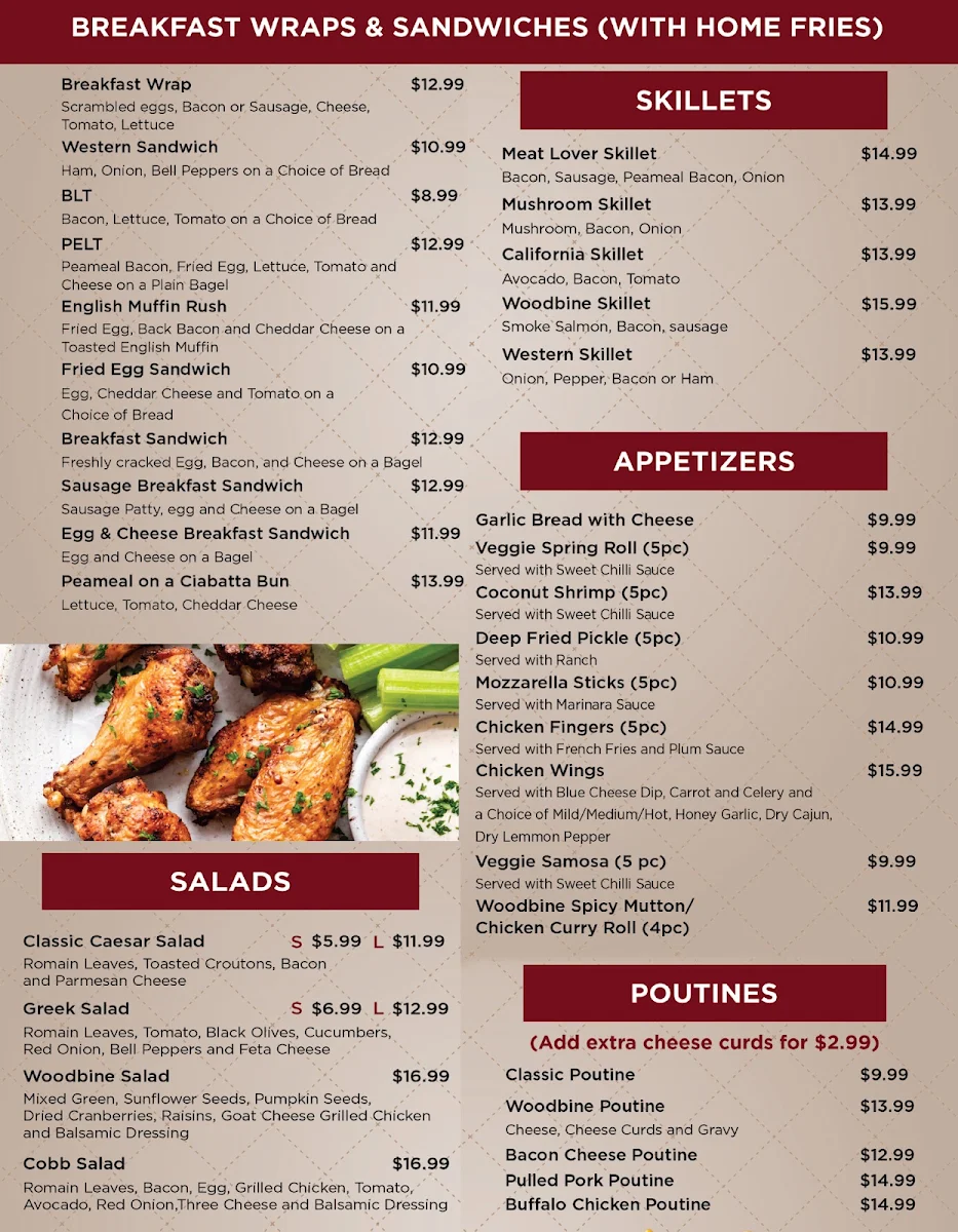 Menu, Woodbine Diner