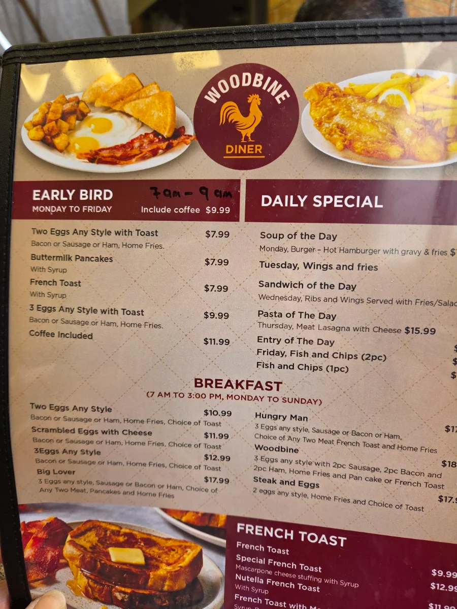 Menu, Woodbine Diner