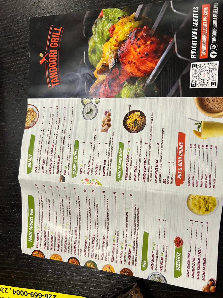 Menu, Tandoori Grill - Fine Dine Authentic Indian Restaurant