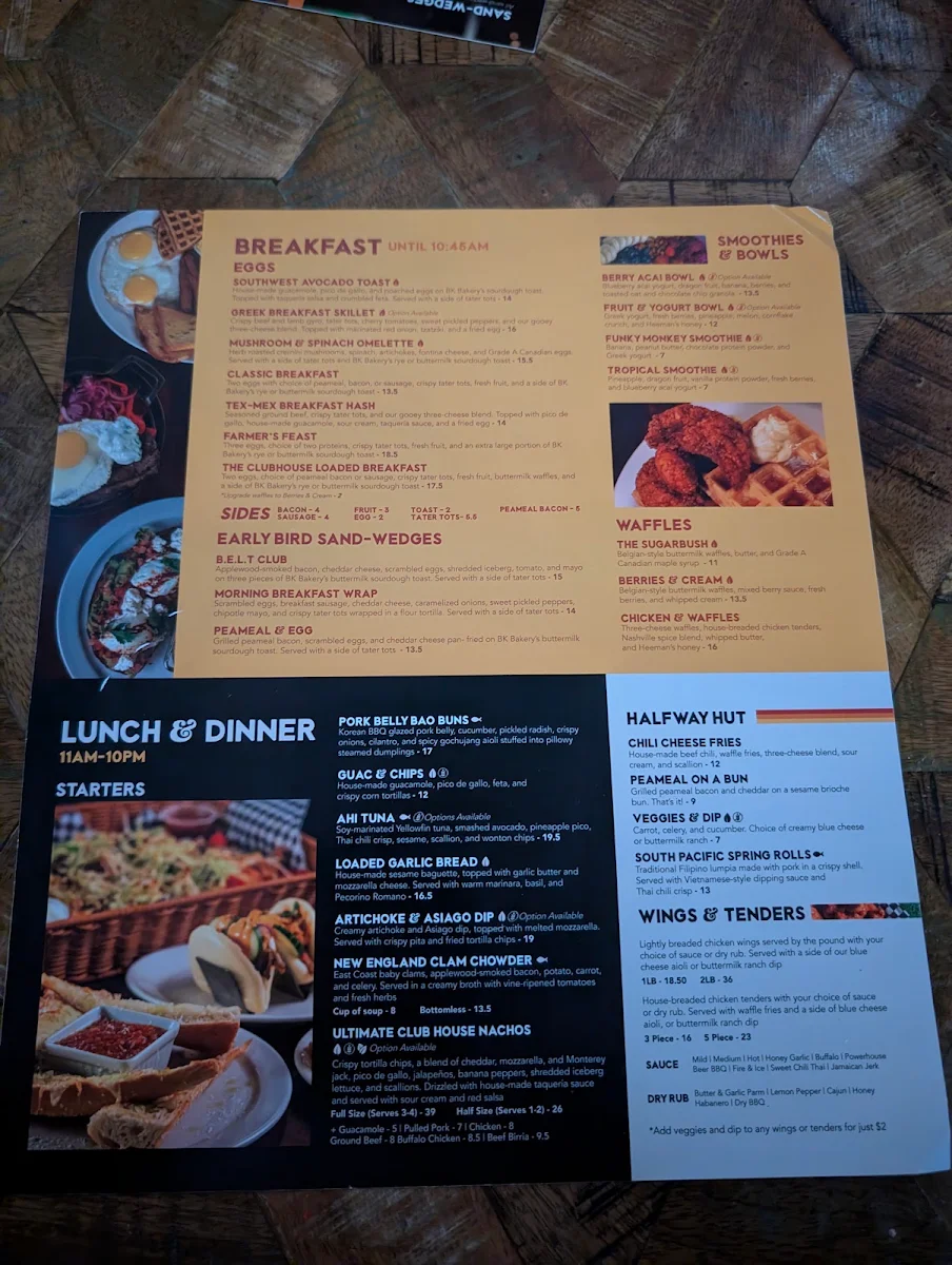 Menu, The Club House