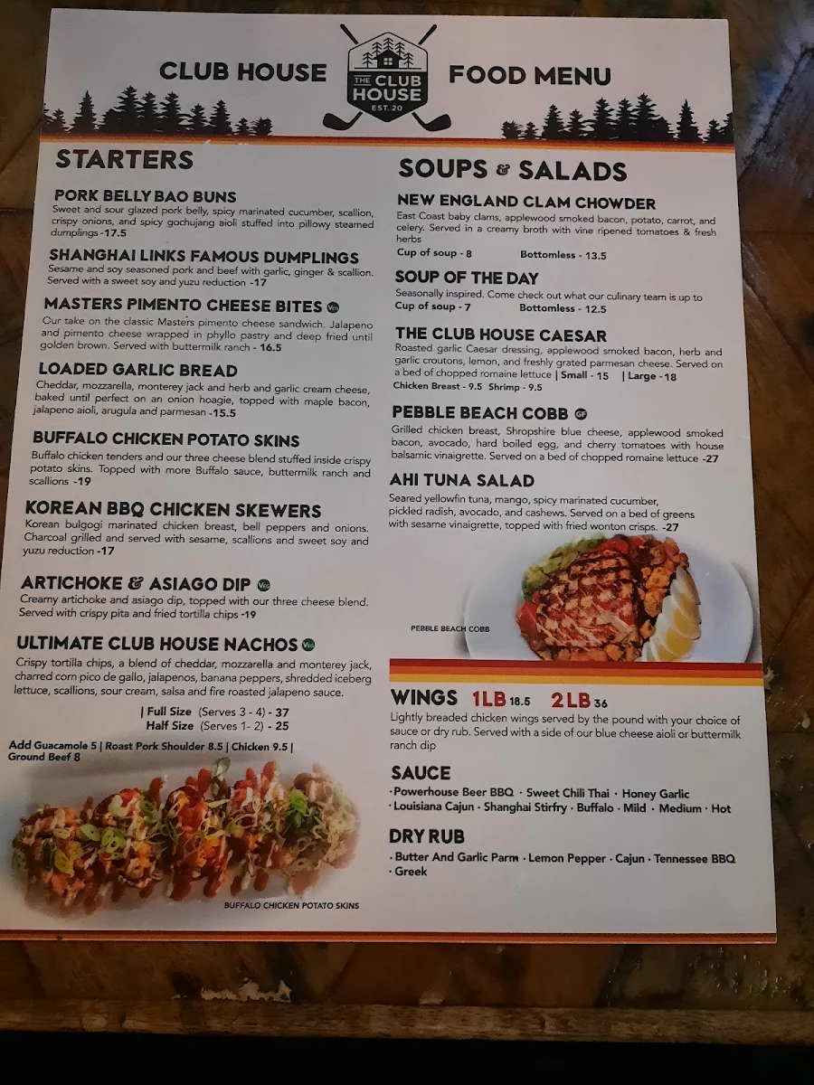Menu, The Club House