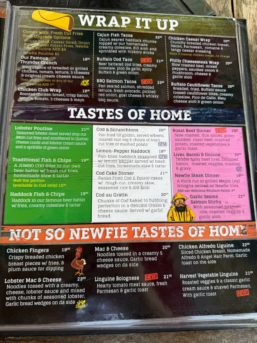 Menu, The Goofie Newfie