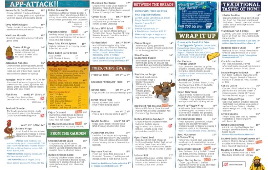 Menu, The Goofie Newfie