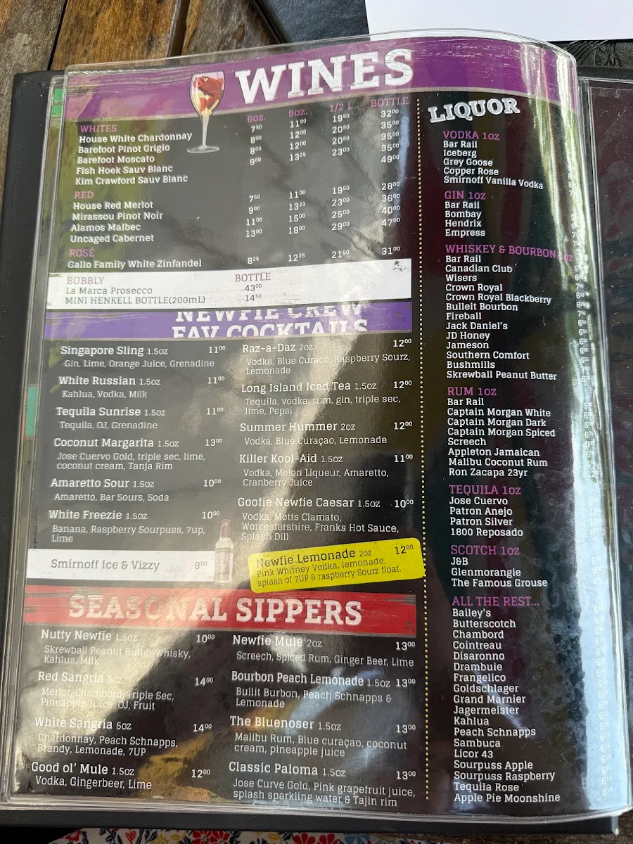 Menu, The Goofie Newfie