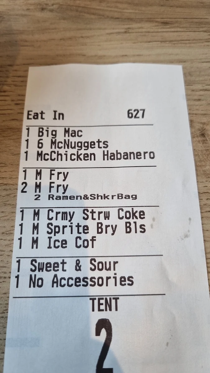 Menu, McDonald's