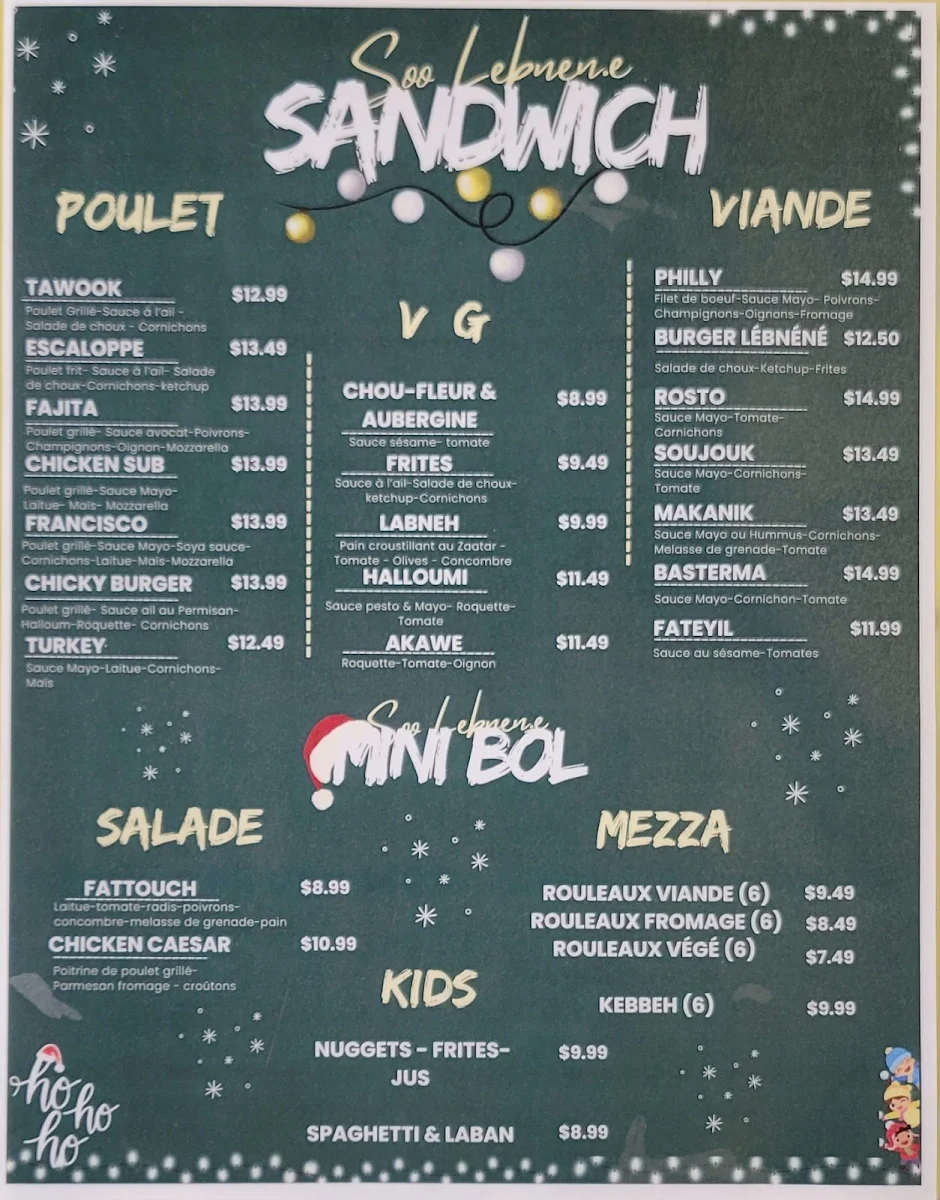 Menu, Soo Lebnene