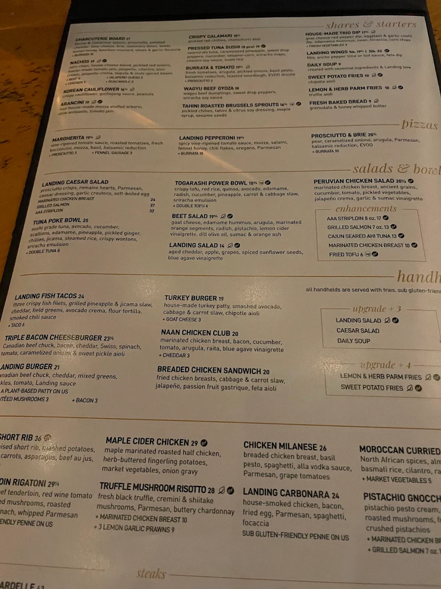 Menu, Hunters Landing