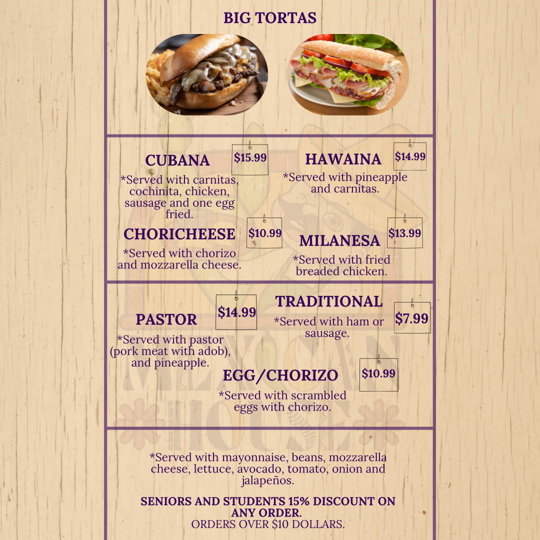 Menu, Mexican Taco