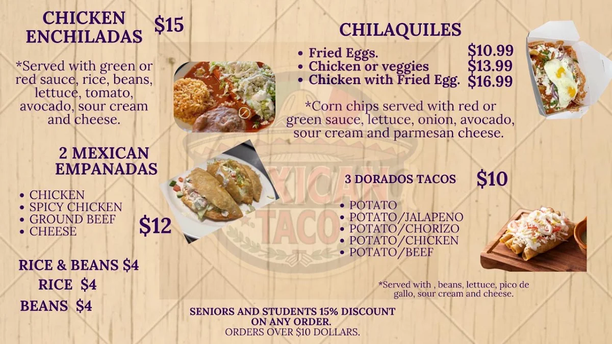 Menu, Mexican Taco