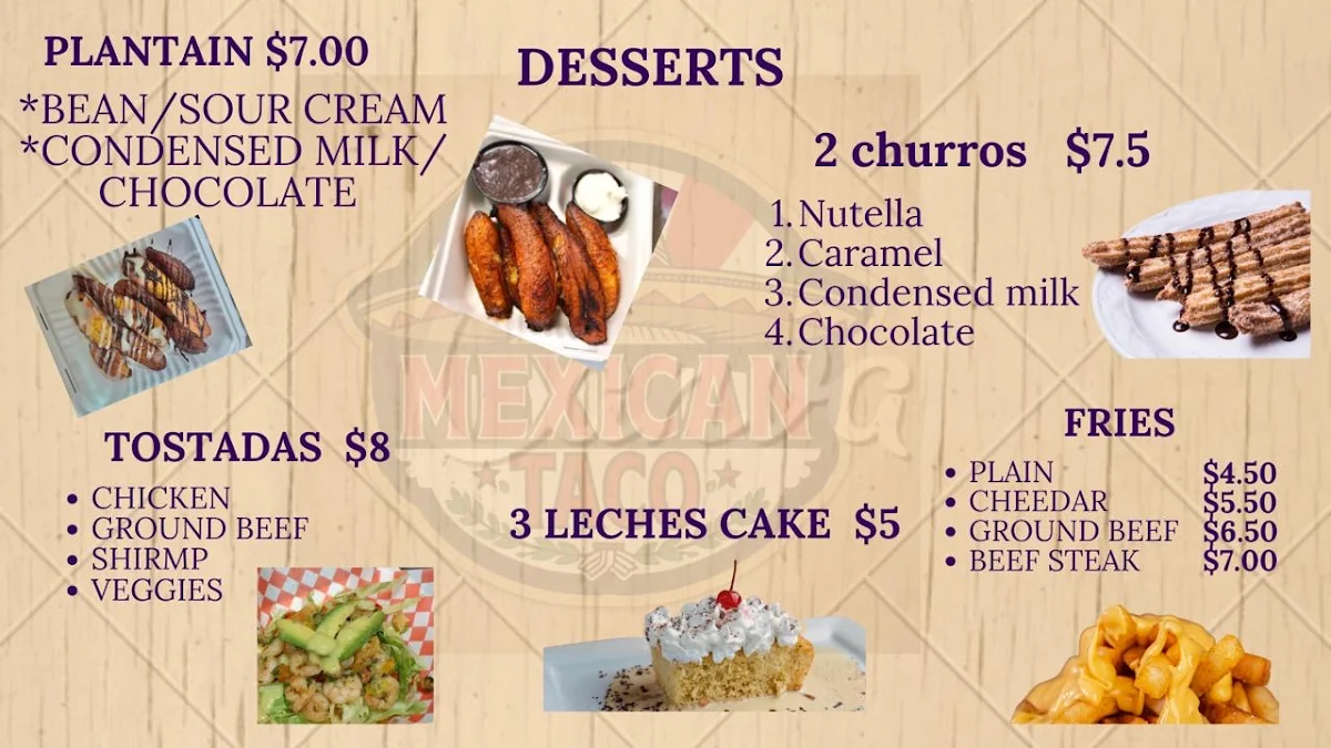 Menu, Mexican Taco