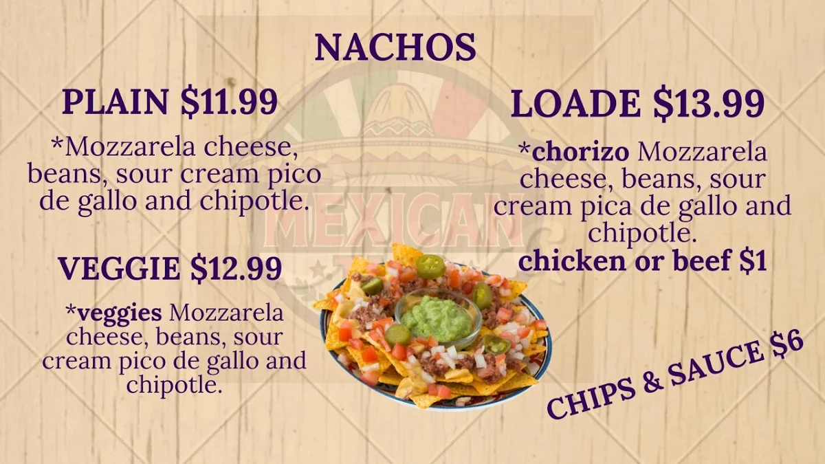 Menu, Mexican Taco