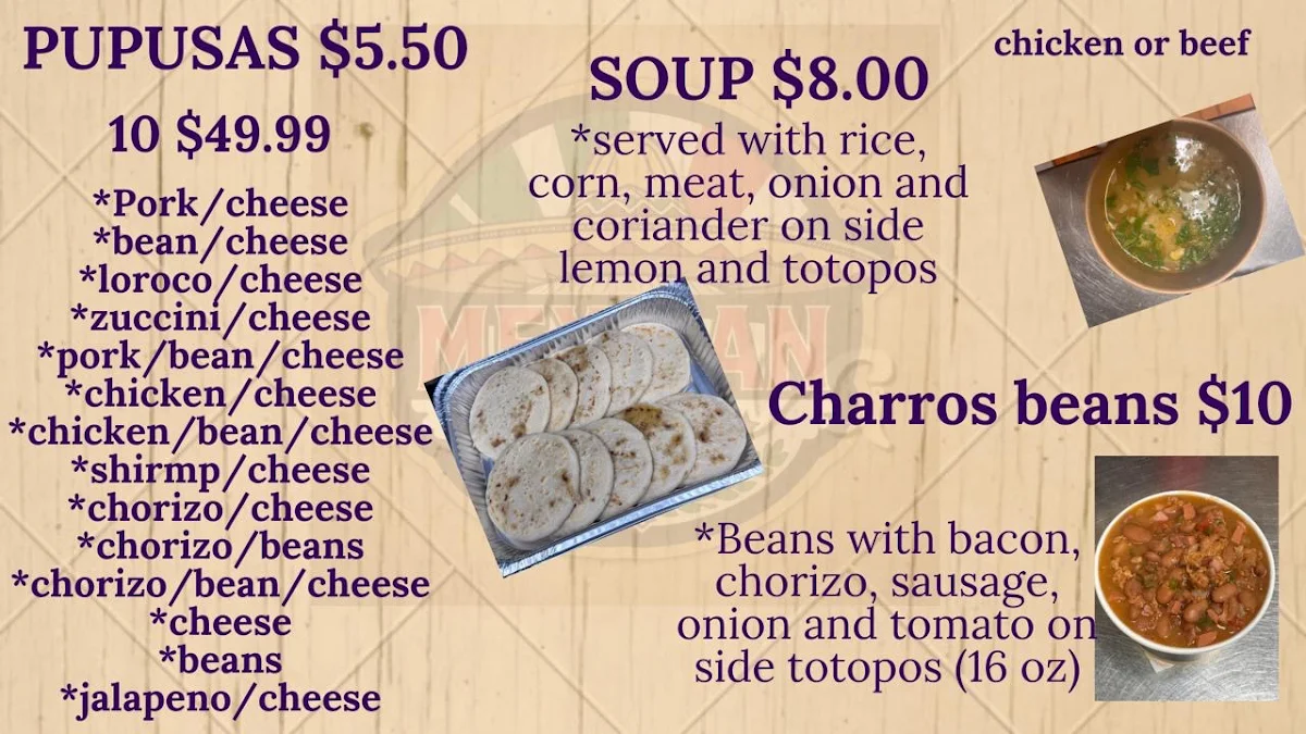 Menu, Mexican Taco