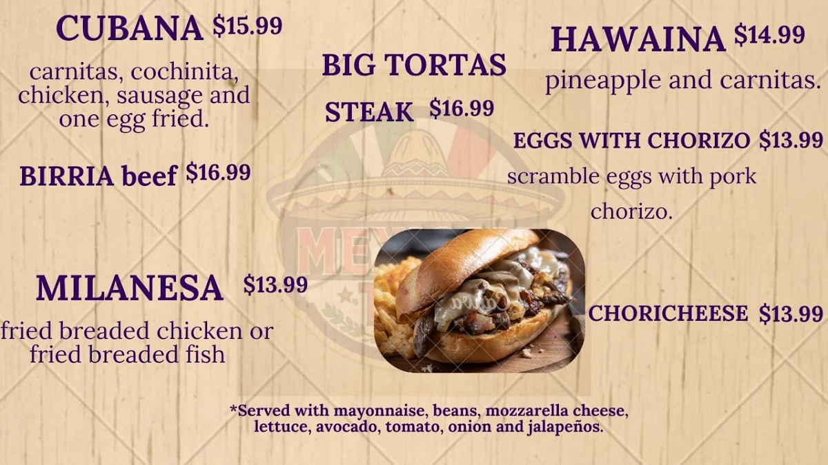 Menu, Mexican Taco