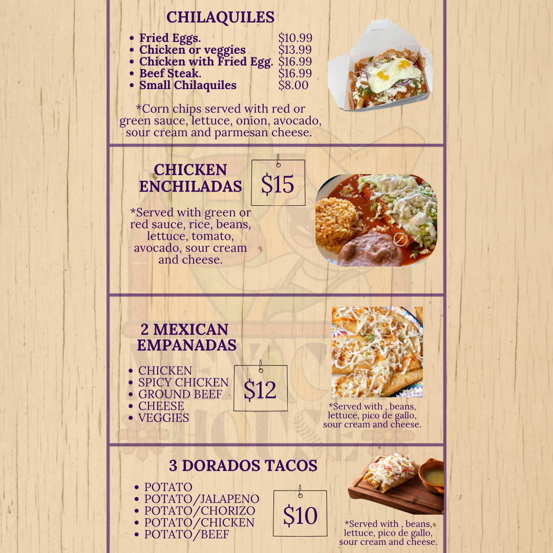 Menu, Mexican Taco