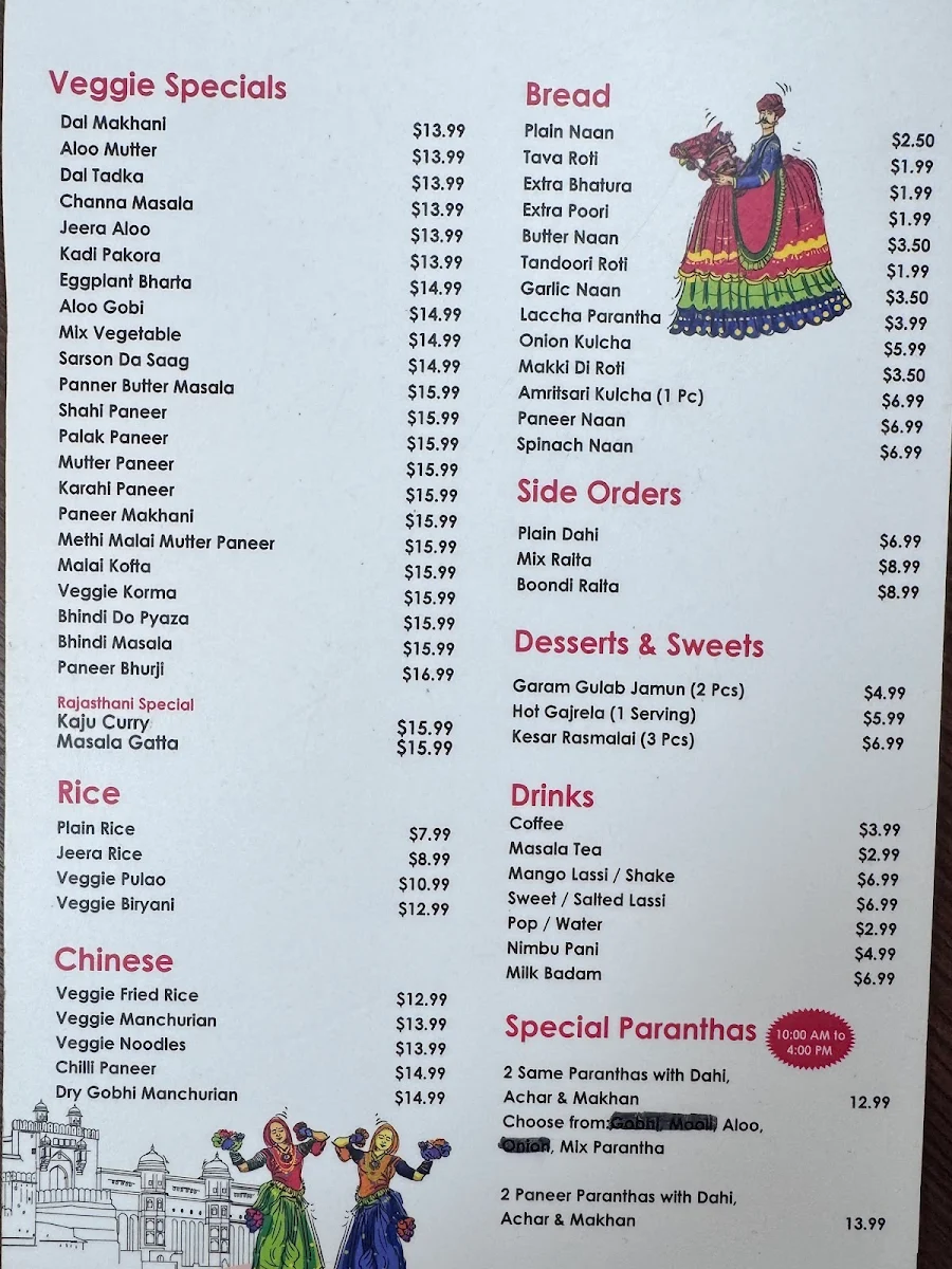 Menu, Bikaner Sweets (100% PURE VEGETARIAN )