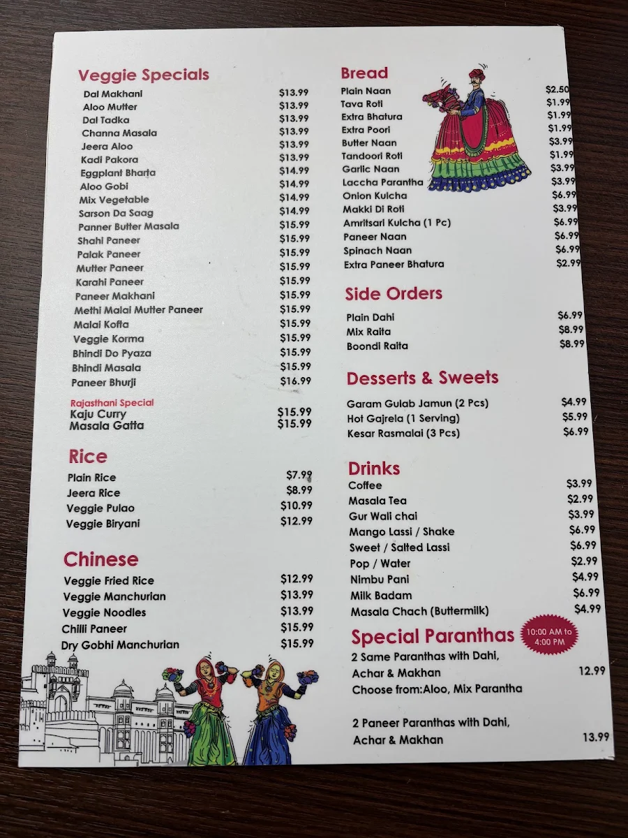 Menu, Bikaner Sweets (100% PURE VEGETARIAN )