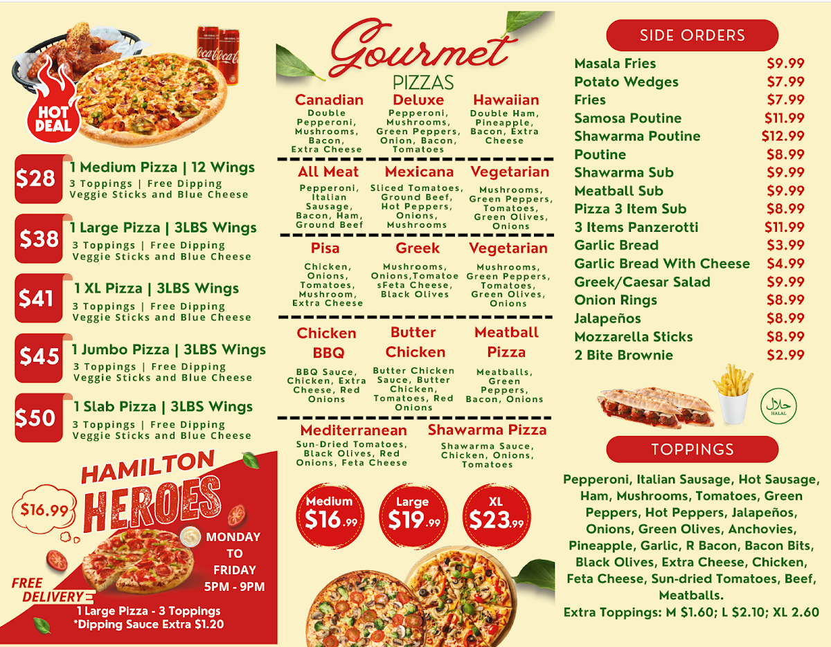 Menu, Pizza62 (Formerly Pisa Pizza)