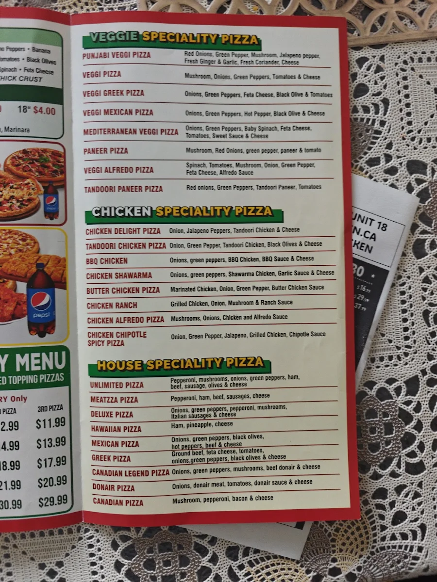 Menu, Canadian Pizza Unlimited - Skyview (Country Hills)