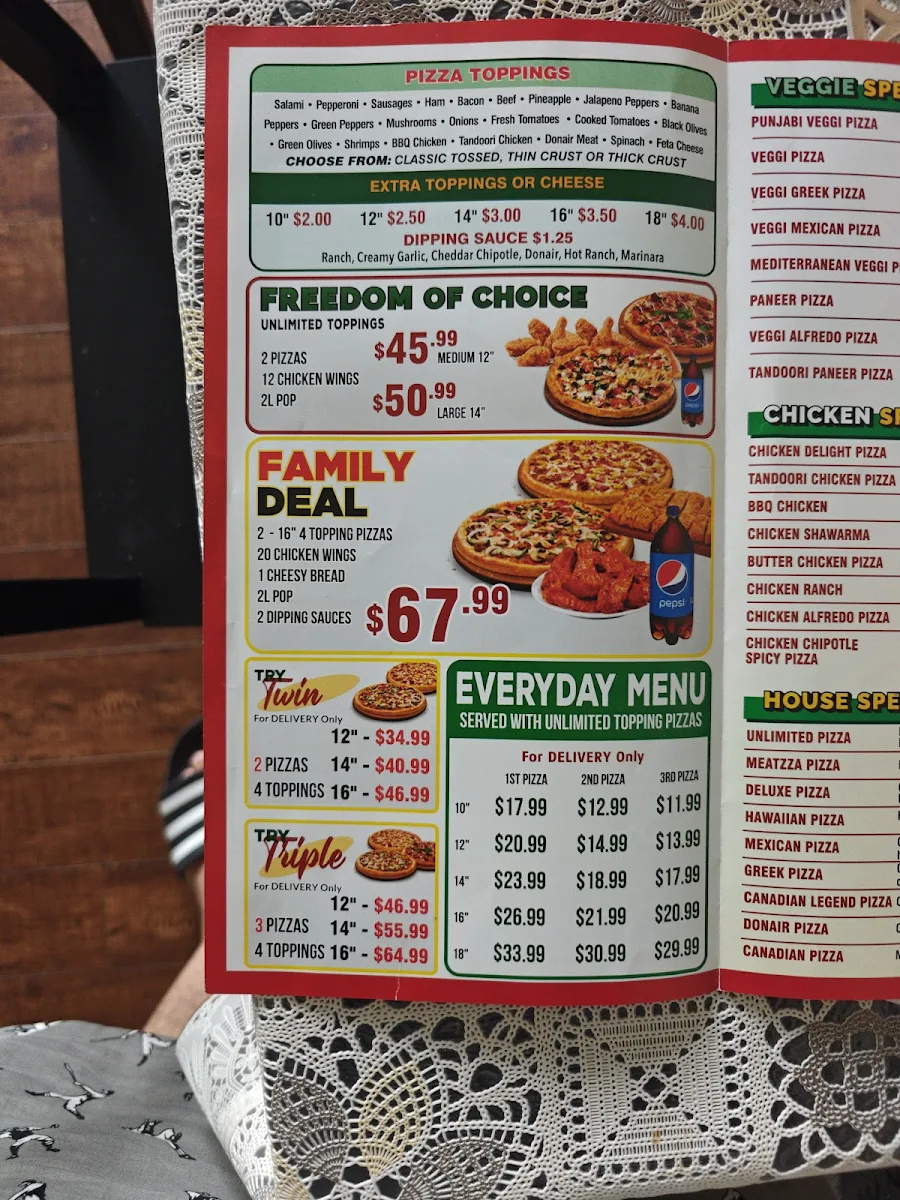 Menu, Canadian Pizza Unlimited - Skyview (Country Hills)