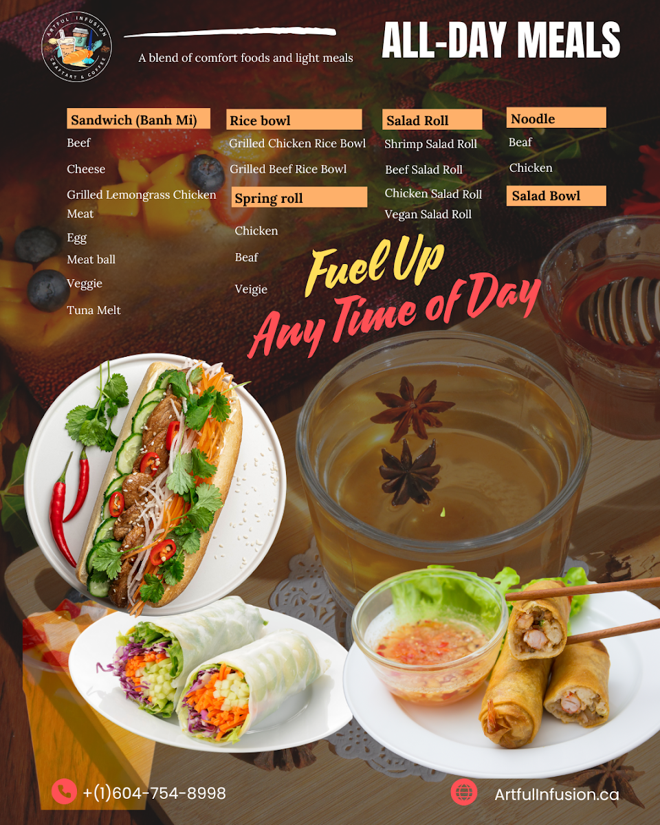 Menu, Artful Infusion Coffee