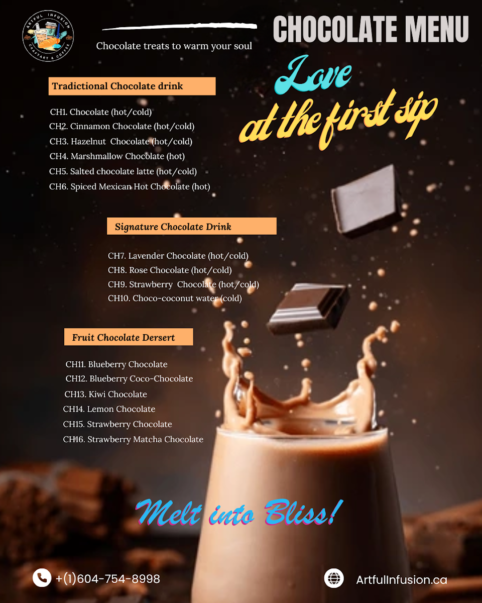 Menu, Artful Infusion Coffee