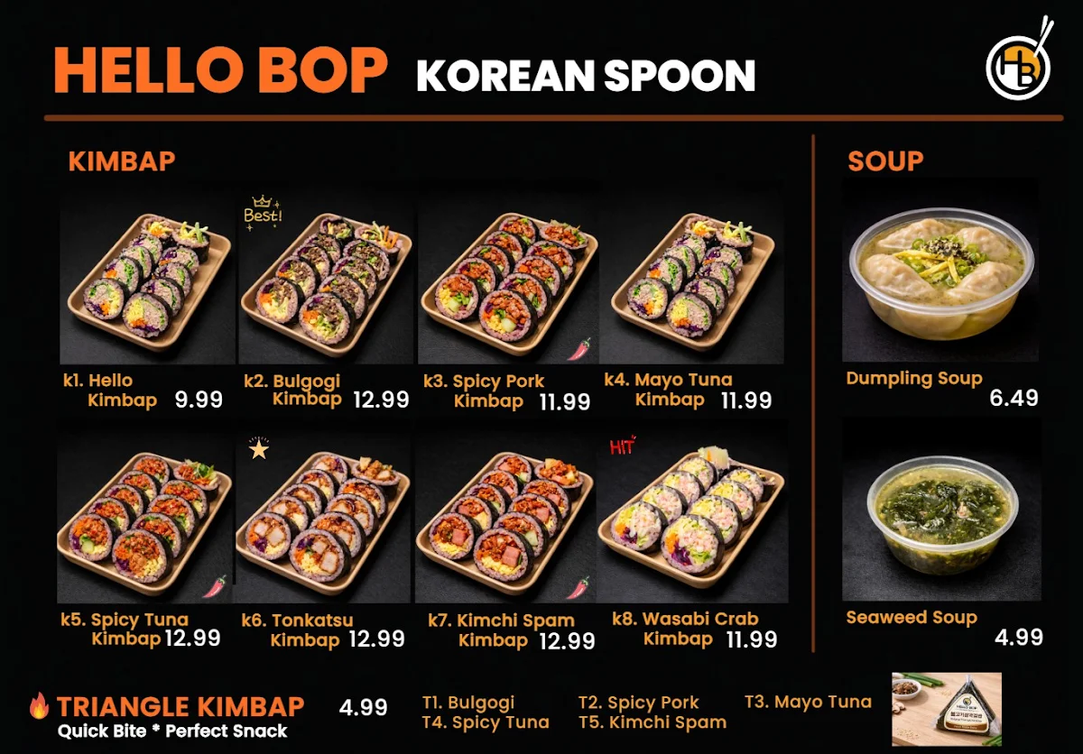 Menu, HELLO BOP – Korean Spoon