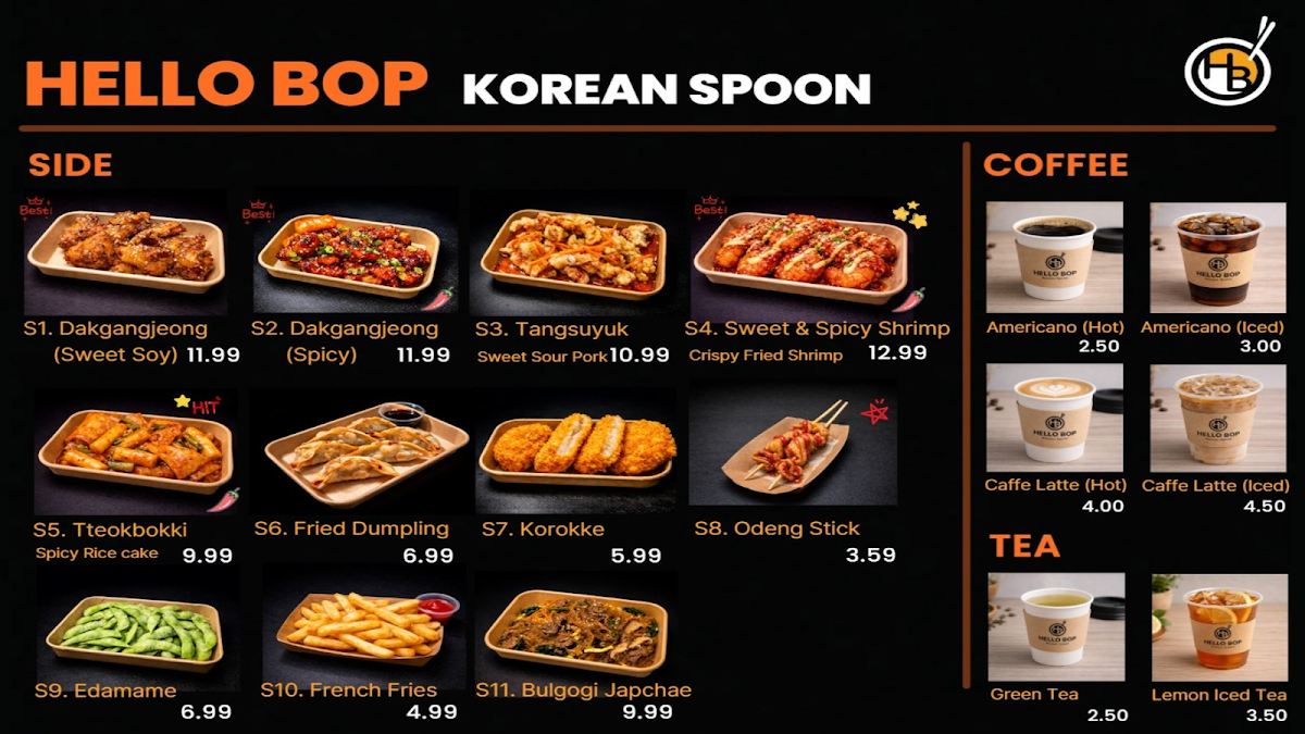 Menu, HELLO BOP – Korean Spoon