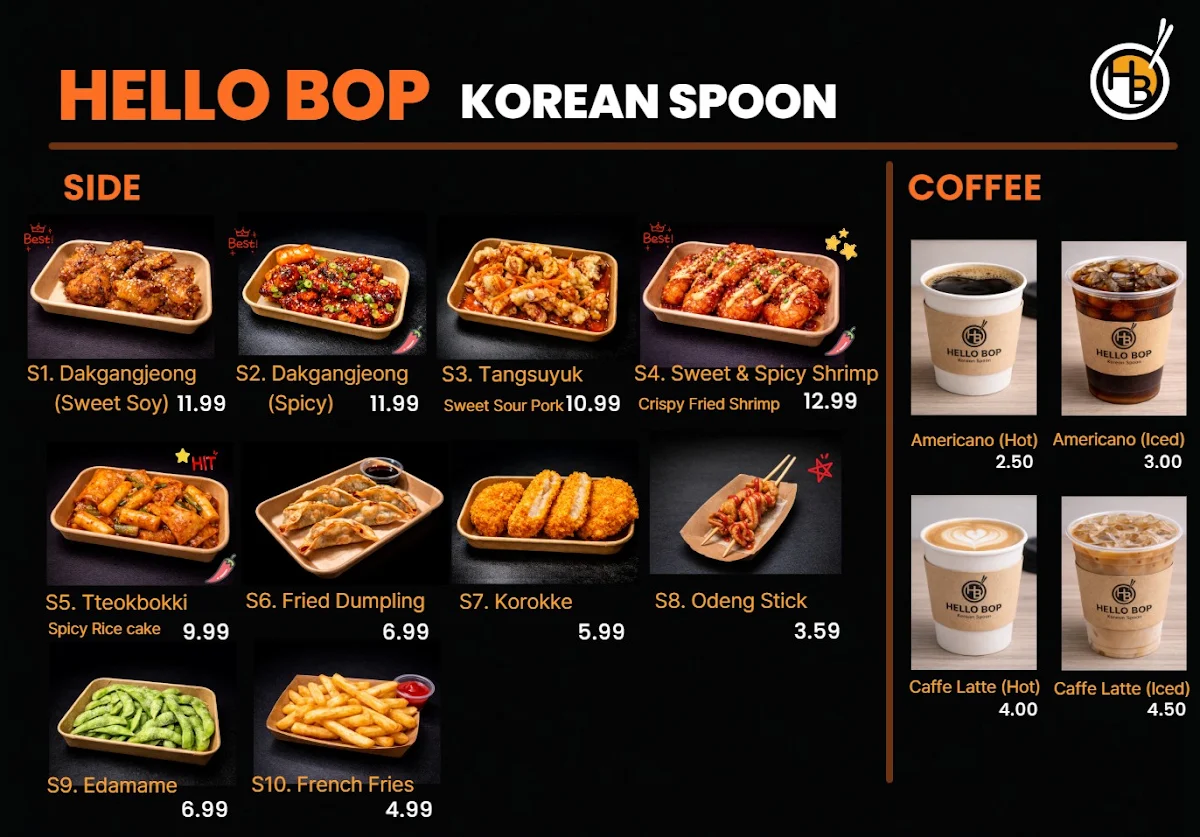 Menu, HELLO BOP – Korean Spoon