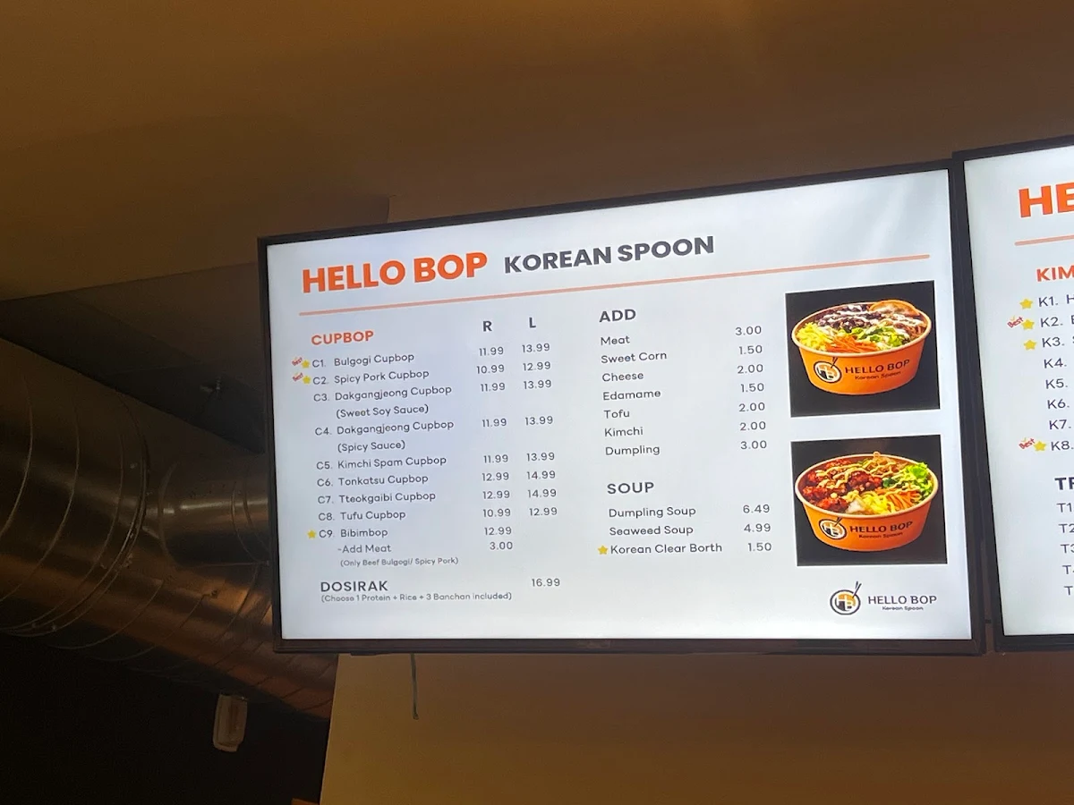Menu, HELLO BOP – Korean Spoon