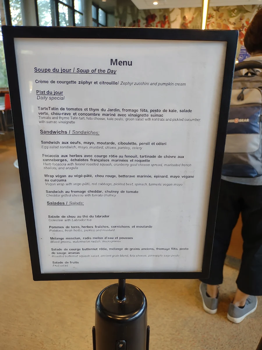 Menu, Restaurant Jardin Botanique