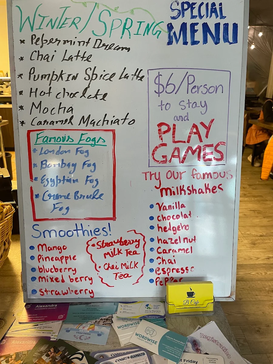 Menu, The Boarding House Cafe