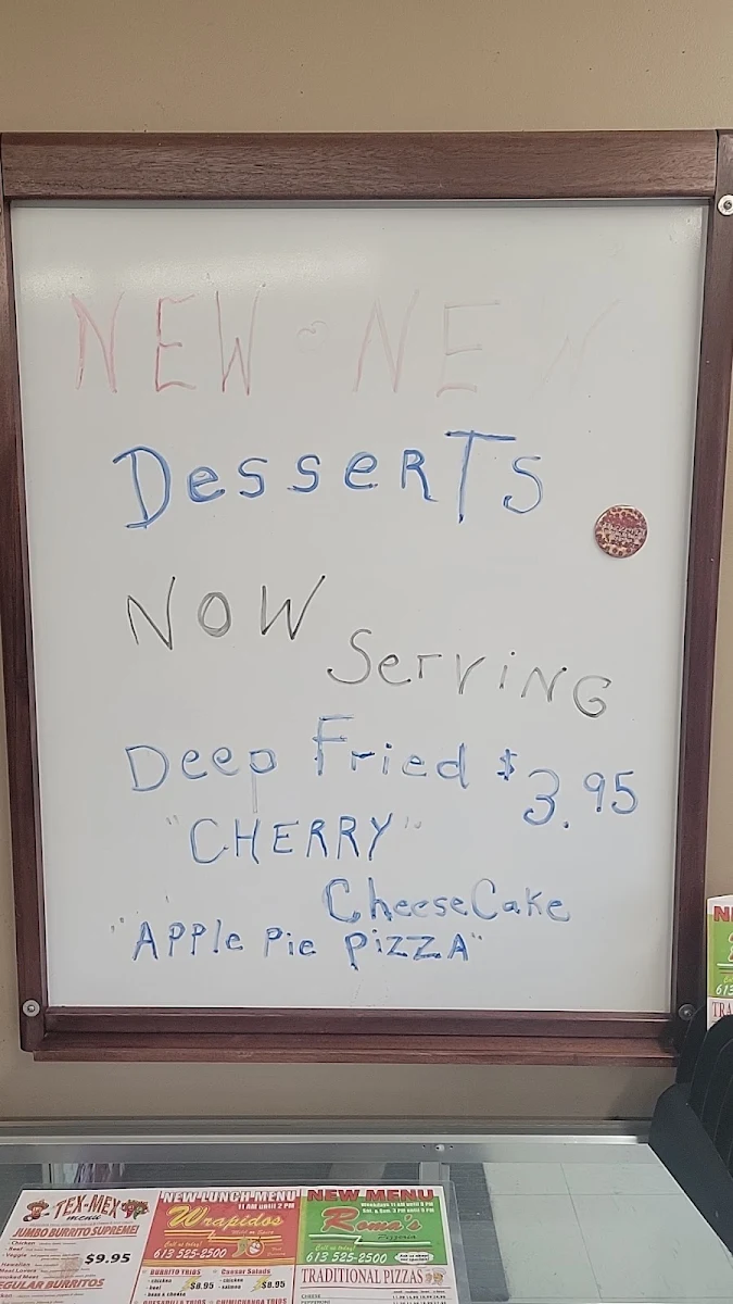 Menu, Alexandria Roma's Pizzeria