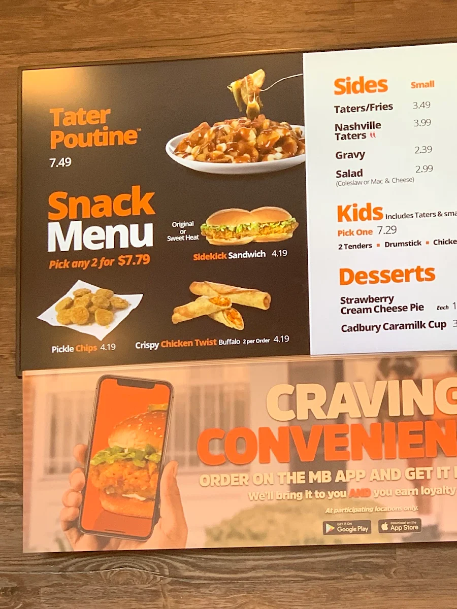 Menu, Mary Brown's Chicken