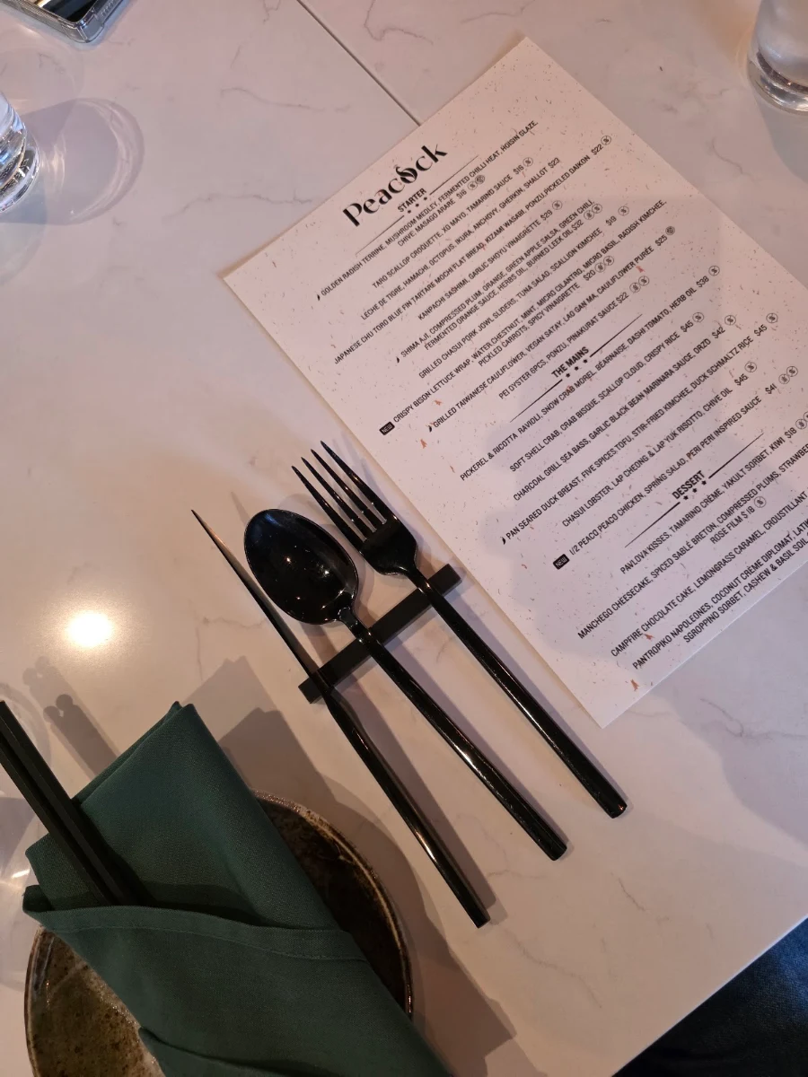 Menu, Peacock - Kitchen & Drinks