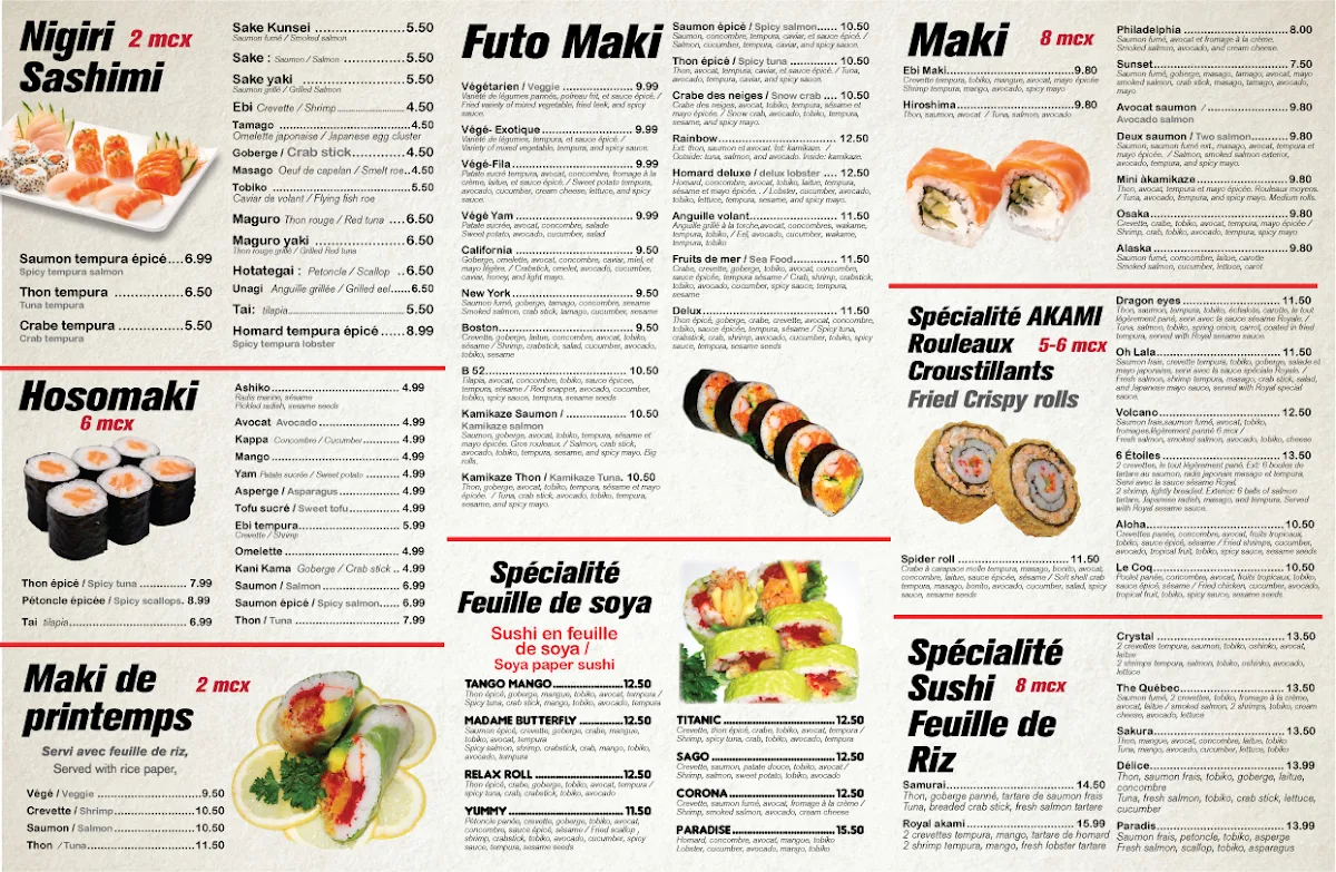 Menu, Akami sushi